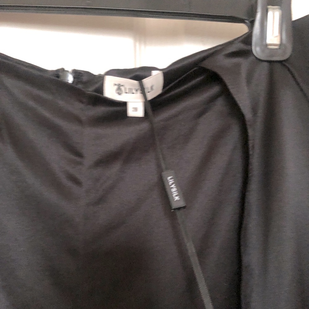 lilysilk silk pants satin black wide palazzo slits built-in shorts sz 28 - Picture 4 of 5